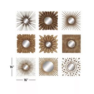Elegant Gold Sunburst Mirror Set